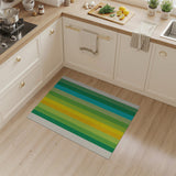 Vibrant Green Yellow Teal Striped Area Rug