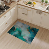 Teal Gold Fluid Abstract Area Rug