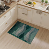 Abstract Area Layered Green Wave Abstract Area Rug