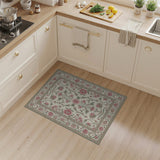 Pink Floral Vintage Area Rug with Cream Base