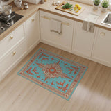 Blue and Teal Teal Ornate Medallion Area Rug