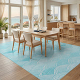 Coastal Beach Wave Blue Wave Coastal Area Rug