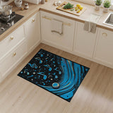 Cosmic Blue Music Notes Area Rug