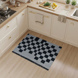 Black White Geometric Checkerboard Area Rug