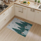 Snowy Evergreen Forest Area Rug