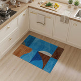 Abstract Geometric Blue Orange Area Rug