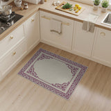 Elegant Beige Area Rug with Ornate Maroon Border