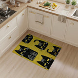 Whimsical Black Cat Silhouettes Yellow Area Rug