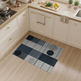Navy Blue Geometric Circles Area Rug