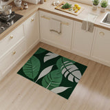 Coastal Beach Lush Green Monstera Leaf Area Rug