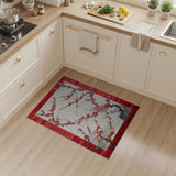 Red Border Plum Blossom Area Rug