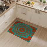 Vibrant Teal Orange Mandala Area Rug