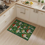 Green Boho Chic Whimsical Mushroom Forest Area Rug