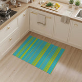 Teal Yellow Striped Geometric Area Rug