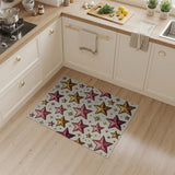 Pink Gold Metallic Stars Area Rug