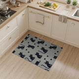 Cute Black Cats Hearts Pattern Area Rug
