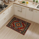 Bold Red Teal Southwestern Geometric Area Rug