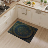 Navy Blue Gold Mandala Area Rug