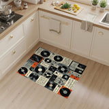 Black White Vinyl Record Music Area Rug