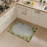 White Floral Dewdrop Border Area Rug