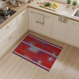 Bold Red Geometric Grid Area Rug