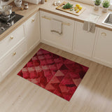 Vibrant Red Geometric Triangle Rug