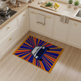 Vibrant Police Car Siren Burst Area Rug