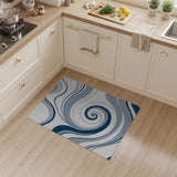 Swirling Navy Blue Spiral Abstract Area Rug