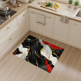 Luxury Black White Red Gold Marble Abstract Area Rug