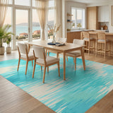 Blue Teal Water Ripple Coastal Area Rug