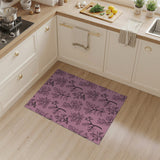 Pink Fern Leaf Daisy Print Area Rug
