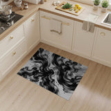 Black White Ink Flow Abstract Area Rug