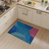 Blue Teal Abstract Bubble Overlap Area Rug