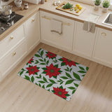 Floral Vintage Red Poinsettia Floral Pattern Area Rug