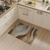 Abstract Wavy Brown Tan Geometric Area Rug
