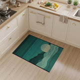 Teal Striped Sunrise Landscape Area Rug