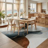 Brown Gold Abstract Waves Area Rug