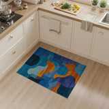 Abstract Teal Blue Orange Modern Area Rug