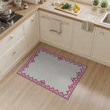 Pink Geometric Border Area Rug