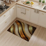 Gold Metallic Brushstroke Abstract Area Rug