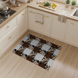 Brown Tan Abstract Leaf Patchwork Area Rug