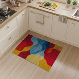Multi-color and Patterns Vibrant Multi-Color Abstract Wave Area Rug