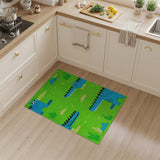 Green Playful Cartoon Crocodile Kids Area Rug