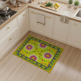 Vibrant Pink Sunflower Yellow Area Rug