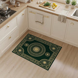 Traditional Persian Green Emerald Green Gold Medallion Persian Rug