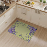 Purple Floral Vintage Area Rug on Yellow