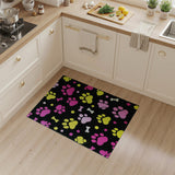Multi-color and Patterns Playful Pink Yellow Paw Print Area Rug