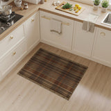 Rustic Brown Plaid Woven Fringe Area Rug