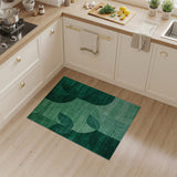 Emerald Green Geometric Leaf Abstract Rug