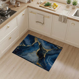 Navy Blue Agate Swirl Area Rug with Gold Veins